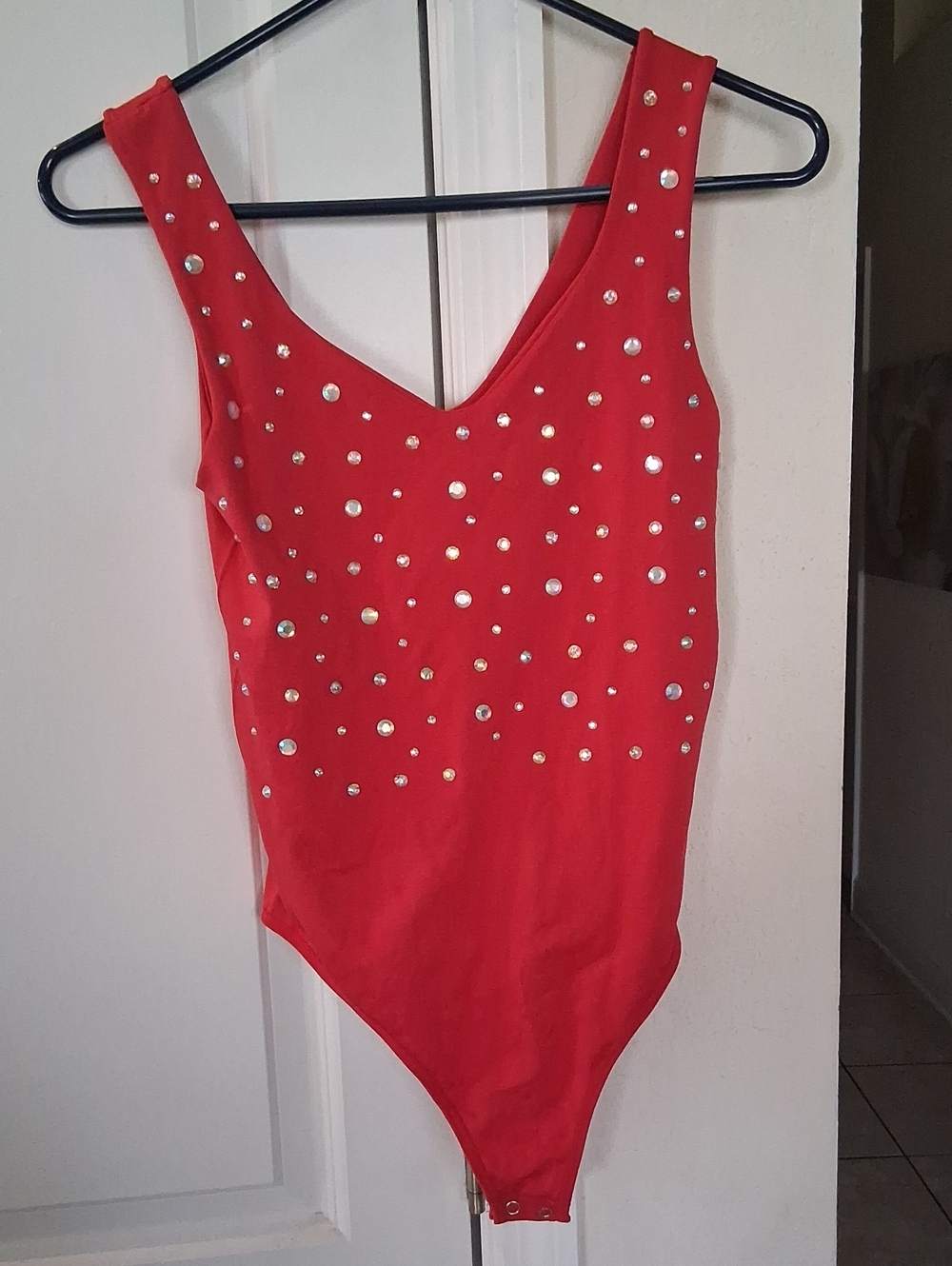 B: Eye candy Red Studded Women One-Piece Bodysuit